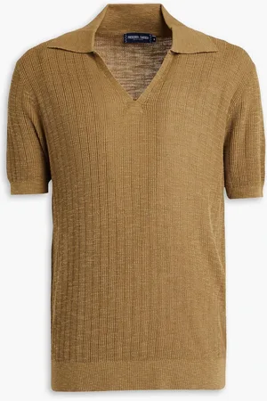 Frescobol Carioca Joaquin ribbed cotton-blend polo shirt - Brown - XXL