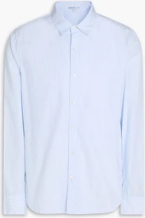 James Perse Striped cotton-poplin shirt - Blue - 4