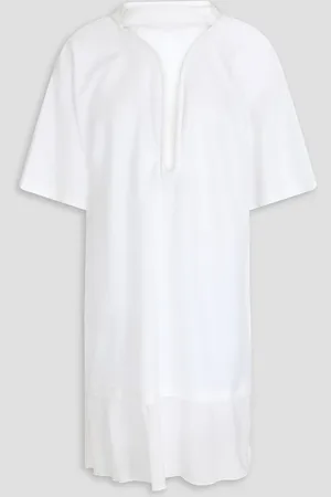 Victoria Beckham Cutout crepe de chine and linen-blend dress - - UK 8
