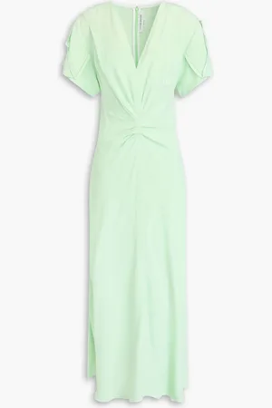 Victoria Beckham Ruched crepe midi dress - Green - UK 6