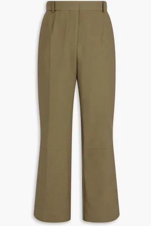 Victoria Beckham Cotton-twill bootcut pants - Green - UK 10