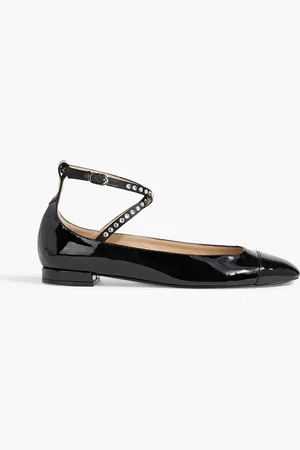 Stuart Weitzman Eden crystal-embellished patent-leather Mary Jane flats - - EU 38.5
