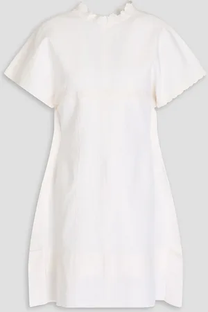 Victoria Beckham Embroidered linen and cotton-blend mini dress - White - UK 8