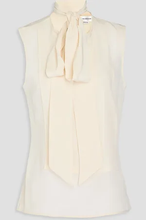 Victoria Beckham Pussy-bow silk crepe de chine top - White - UK 8