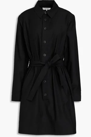 Frame Belted Lyocell and cotton-blend twill mini shirt dress - - L