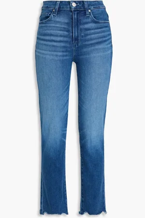 Paige Cindy frayed high-rise straight leg jeans - Blue - 25