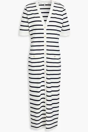 Frame Striped cotton-jersey midi dress - Blue - XS