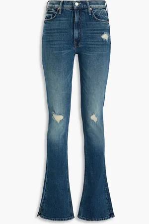 Mother Morning Chores distressed high-rise bootcut jeans - Blue - 24