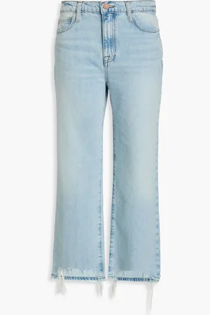 Frame Le Jane Crop distressed high-rise straight-leg jeans - Blue - 29