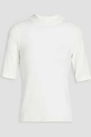 Frame Ribbed modal-blend jersey turtleneck top - White - XS