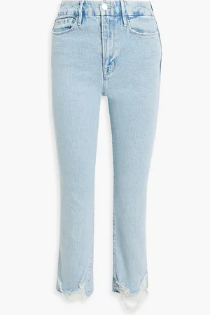 Frame Le Super High cropped distressed high-rise bootcut jeans - Blue - 26