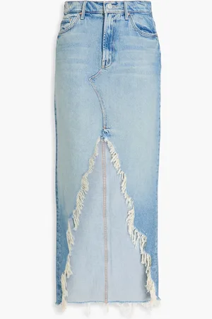Mother Distressed denim midi skirt - Blue - 27