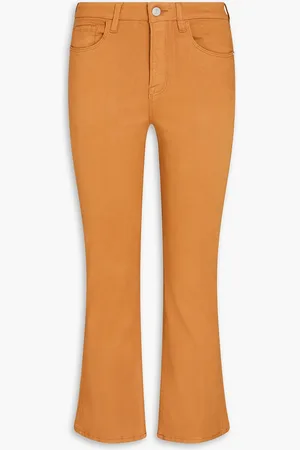 Frame Cropped coated high-rise bootcut jeans - Brown - 27