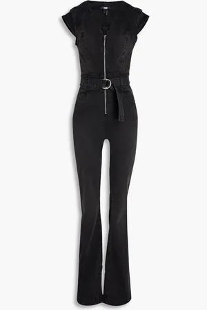 Paige Laurel Canyon belted denim jumpsuit - Gray - US 6