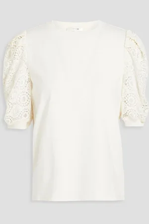 Frame Frankie crocheted and cotton-jersey top - White - XS