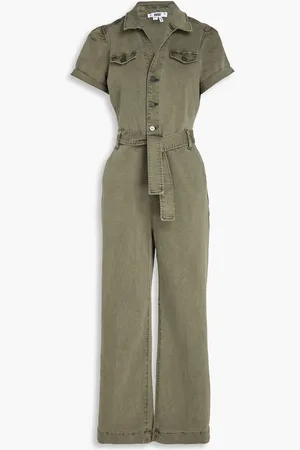 Paige Anessa belted denim jumpsuit - Green - US 14