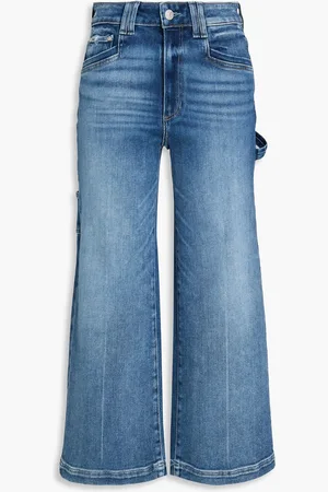 Paige Anessa cropped high-rise wide-leg jeans - Blue - 27