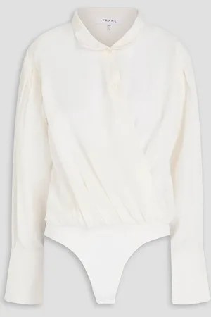 Frame Wrap-effect faille bodysuit - White - M