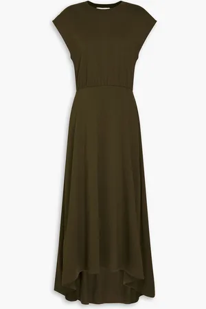 Frame Gathered cotton-jersey midi dress - Green - XS