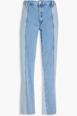 Paige Noella two-tone high-rise straight-leg jeans - Blue - 30