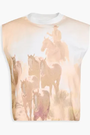 RE/DONE Printed cotton-jersey tank - Neutral - M