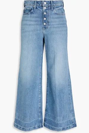 Paige Harper cropped high-rise wide-leg jeans - Blue - 26