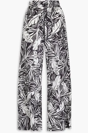 Frame Printed cotton and silk-blend wide-leg pants - - M