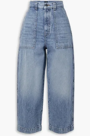 Khaite Hewey cropped high-rise wide-leg jeans - Blue - 32