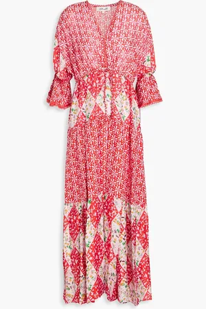 Diane von Furstenberg Boris floral-print cotton and silk-blend voile midi dress - Red - M