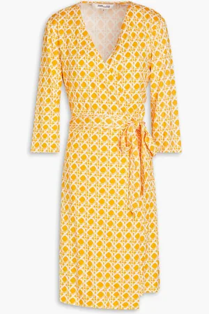 Diane von Furstenberg New Julian printed silk-jersey wrap dress - Yellow - L