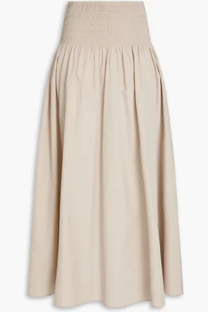 RAG&BONE Alicia shirred cotton-poplin maxi skirt - Neutral - S