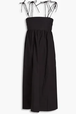 Ganni Shirred cotton-poplin midi dress - - DE 46