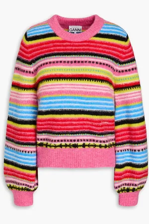 Ganni Striped jacquard-knit sweater - - M