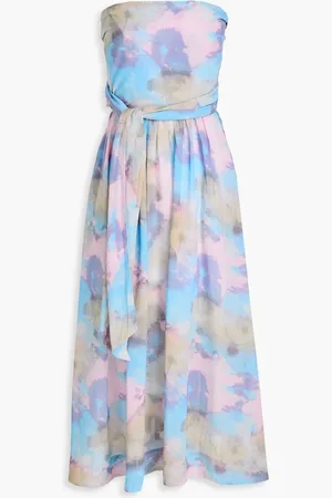 Ganni Strapless printed cotton-mousseline midi dress - - XXS/XS