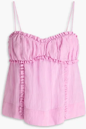 Ganni Ruffled taffeta top - Pink - DE 34