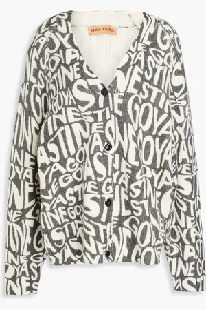 STINE GOYA Printed ribbed-knit cardigan - Gray - L