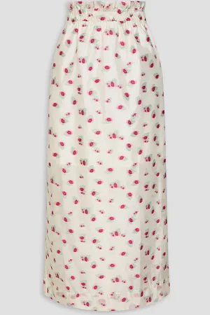 Ganni Embroidered organza maxi skirt - White - DE 42