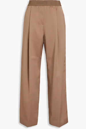 STINE GOYA Ciara pleated satin-twill wide-leg pants - Neutral - L