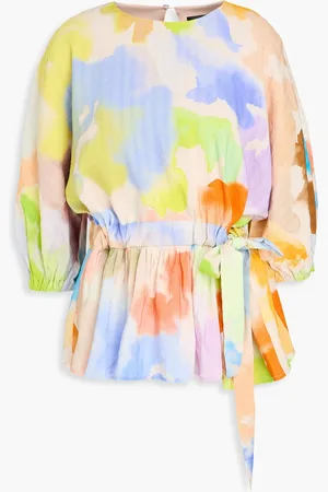 STINE GOYA Louisa printed linen-blend seersucker blouse - - M