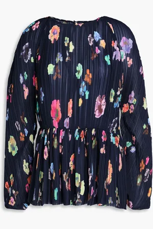 STINE GOYA Luni plissé floral-print georgette blouse - Blue - XS