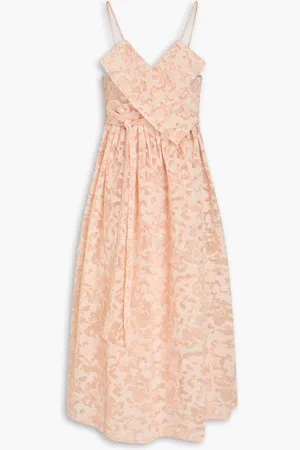 STINE GOYA Lilian embroidered organza midi wrap dress - Pink - L