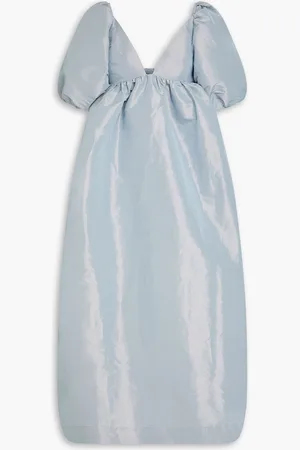 Ganni Gathered taffeta maxi dress - Blue - DE 38