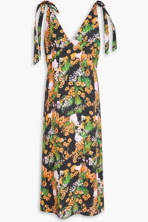 STINE GOYA Naima floral-print satin-crepe midi dress - - L