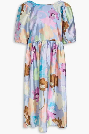 STINE GOYA Ursi floral-print crepe midi dress - Blue - XS