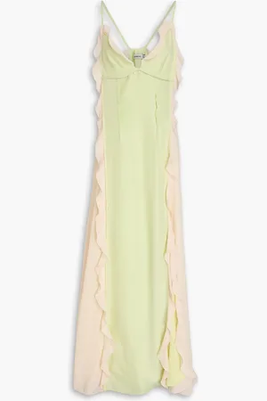 Simkhai Ruffled cupro-blend chiffon and satin-twill maxi dress - Green - US 10