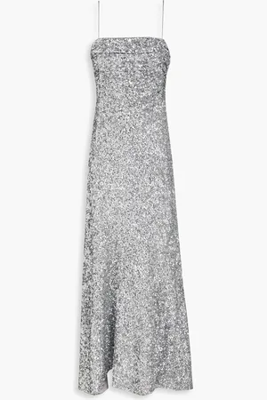 Ganni Sequined mesh maxi dress - Metallic - DE 38