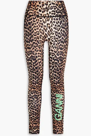 Ganni Leopard-print stretch-jersey leggings - - XXS
