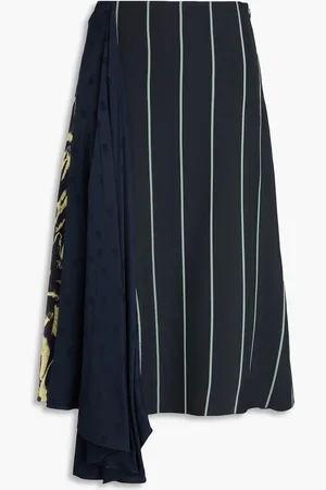 STINE GOYA Jordana draped patchwork-effect TENCEL™ Modal-blend midi skirt - - XS