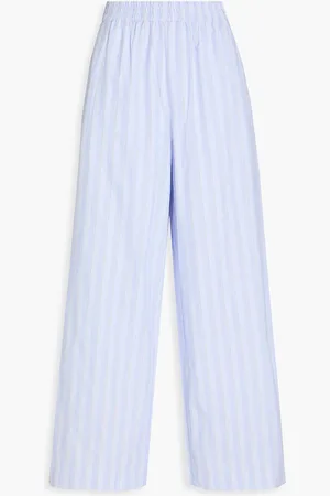 REMAIN Birger Christensen Striped cotton wide-leg pants - Blue - DE 42