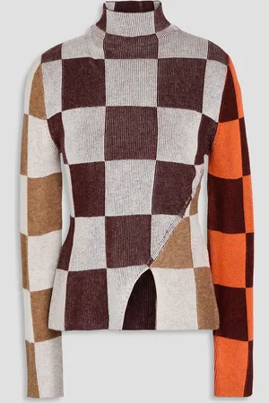 STINE GOYA Checked jacquard-knit turtleneck sweater - - L